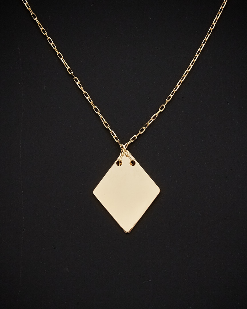 Italian Gold Diamond Shape Adjustable Length Choker Necklace