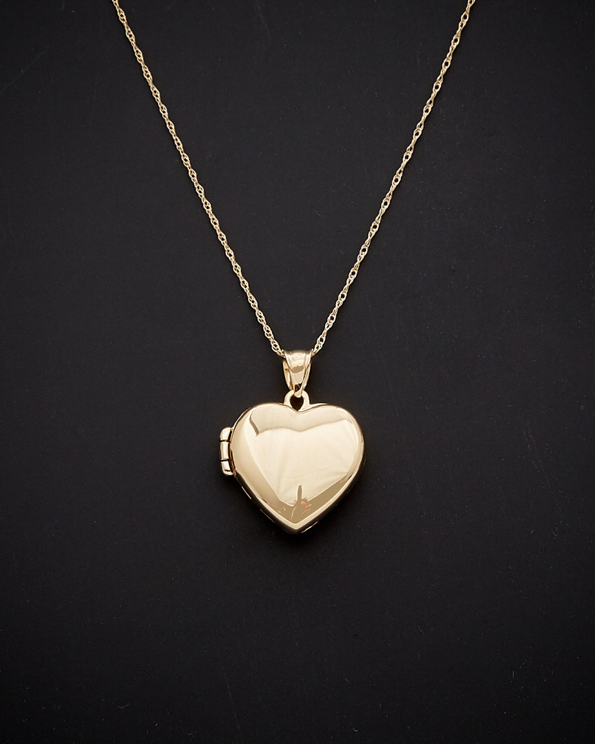 Italian Gold Polished Heart Locket Pendant Necklace