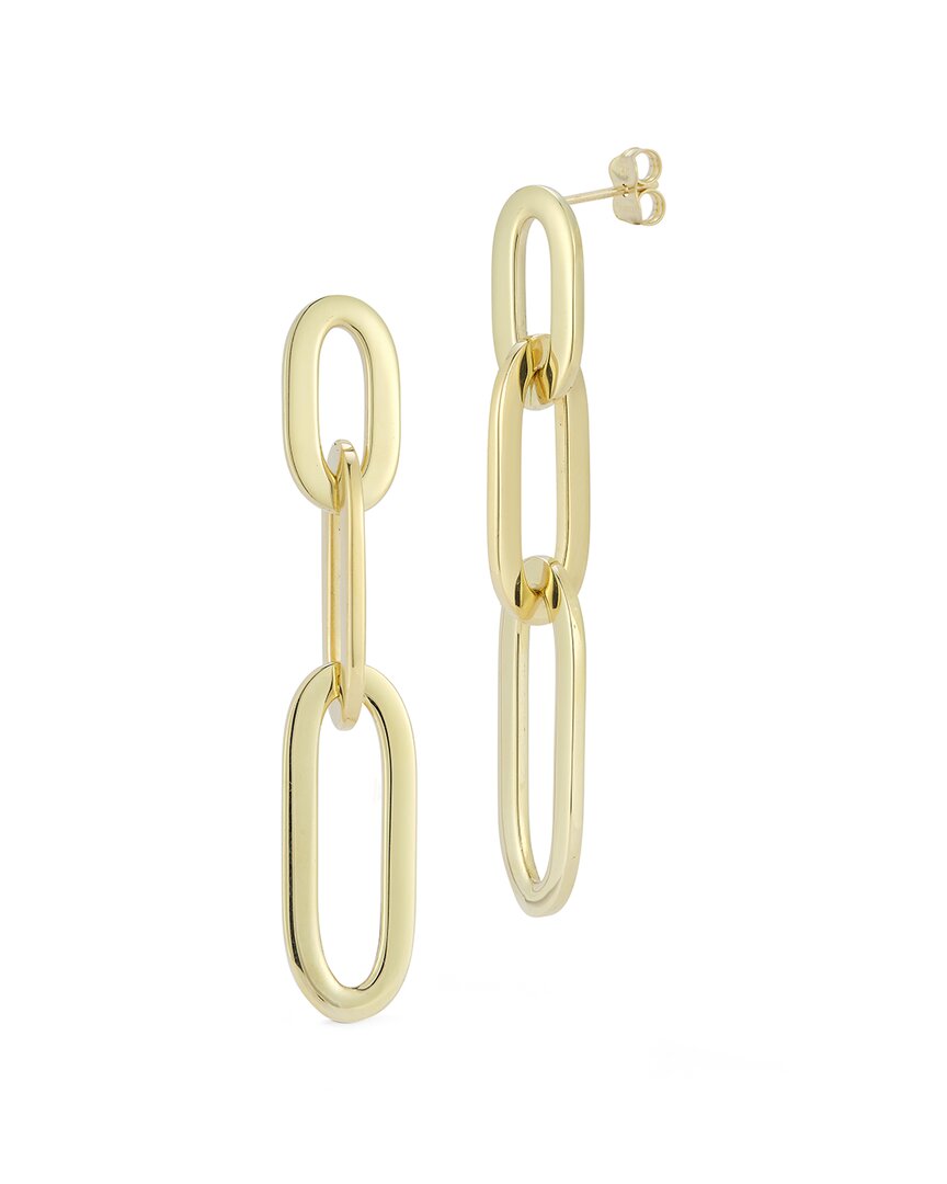 Italian Gold Bold Paperclip Link Drop Earrings