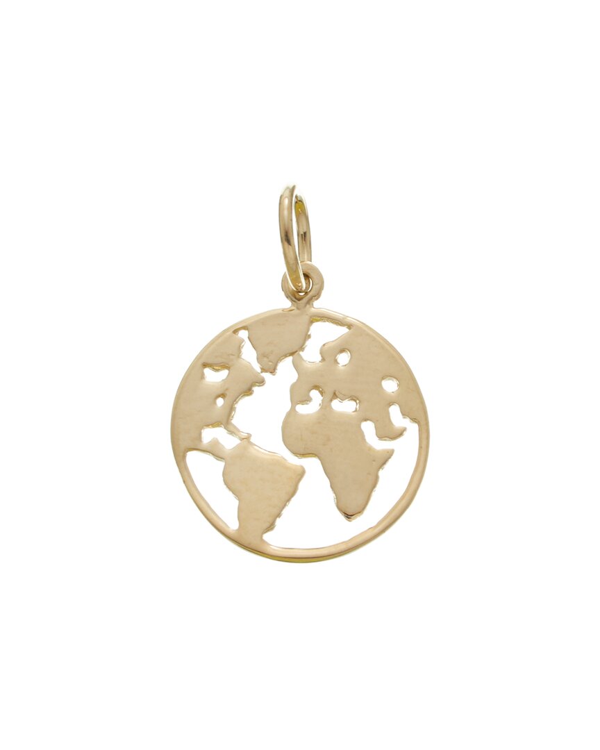 Italian Gold 14k 13mm World Map Pendant In Gold