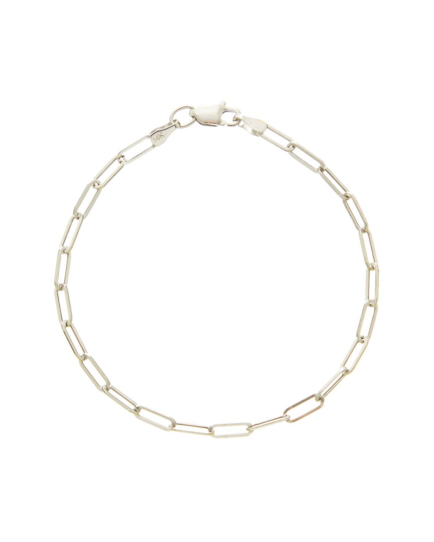 Italian Gold 14k 2.5mm Polished Paperclip Chain Bracelet In Metallic