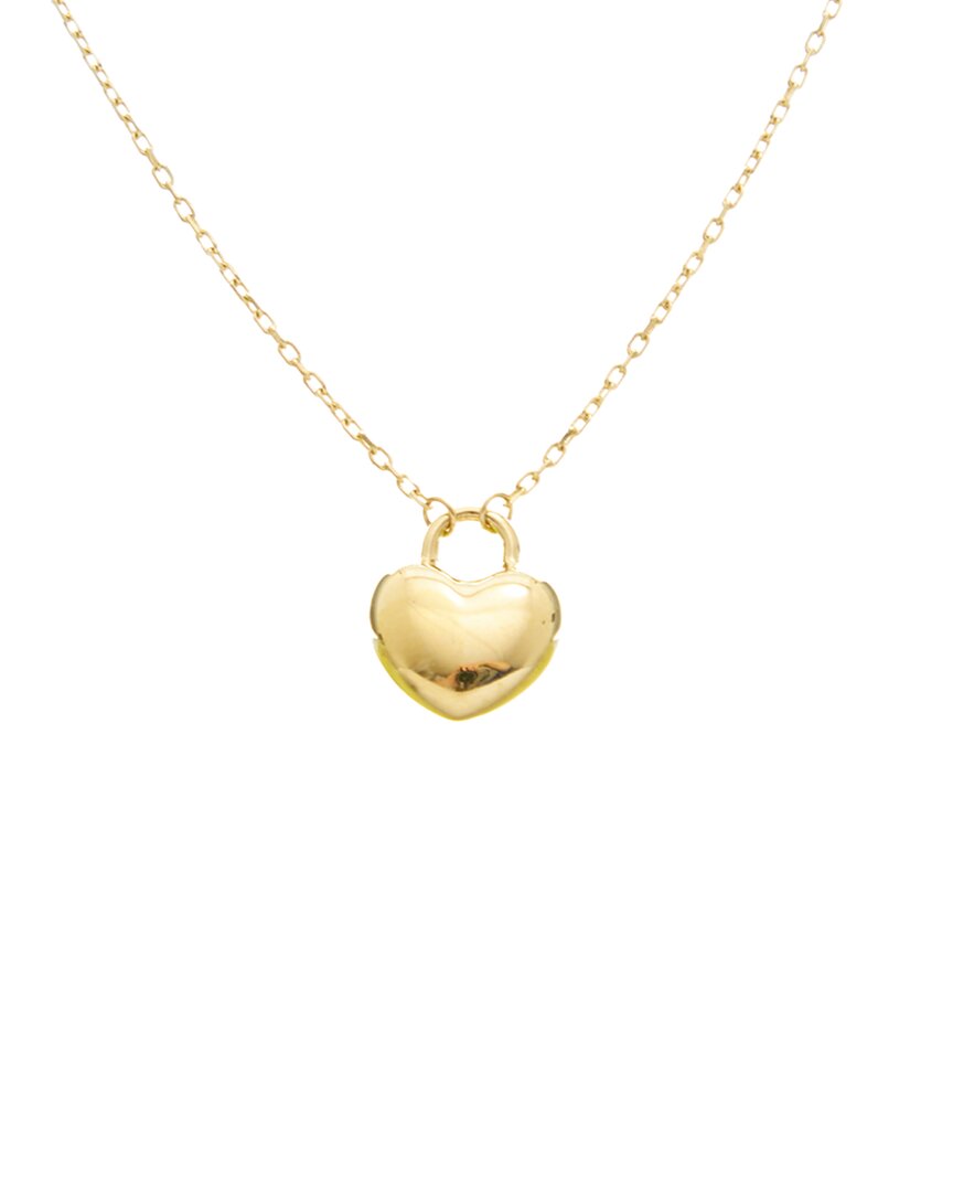 Italian Gold 14k Puffed Heart Adjustable Length Necklace In Gold
