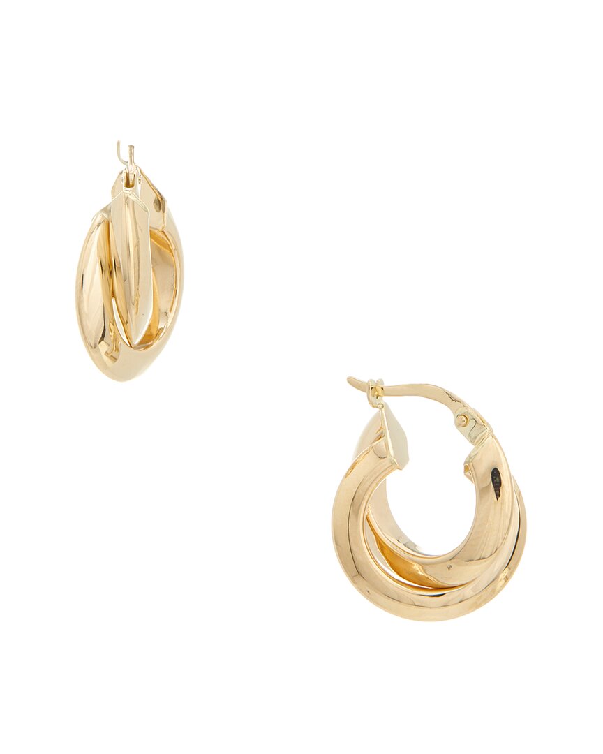 Italian Gold 14k 3x9mm Knife Edge Double Hoop Earrings In Gold