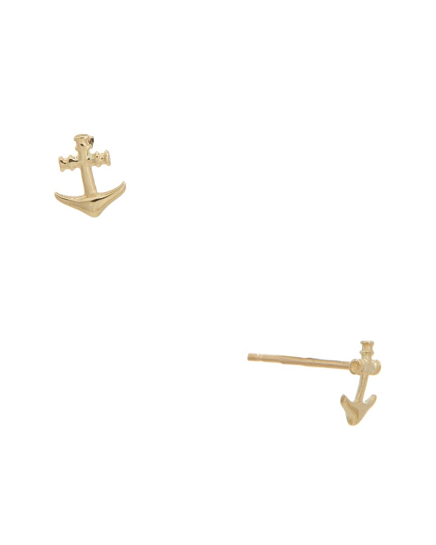 Italian Gold 14k Anchor Stud Earrings In Gold