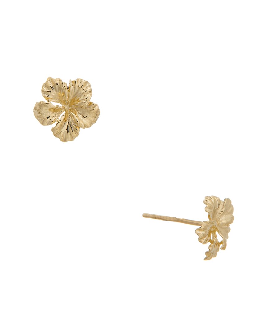 Italian Gold 14k Flower Stud Earrings In Gold