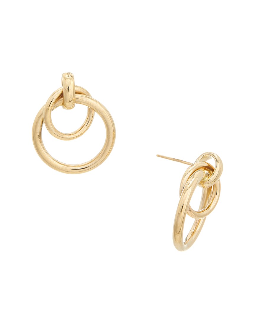 Italian Gold 14k Double Circle Drop Earrings In Gold