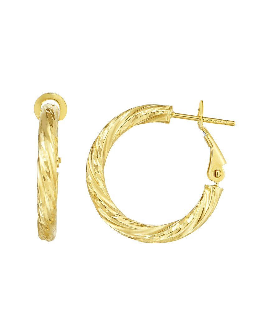 Italian Gold Diamond Cut Twist Hoops