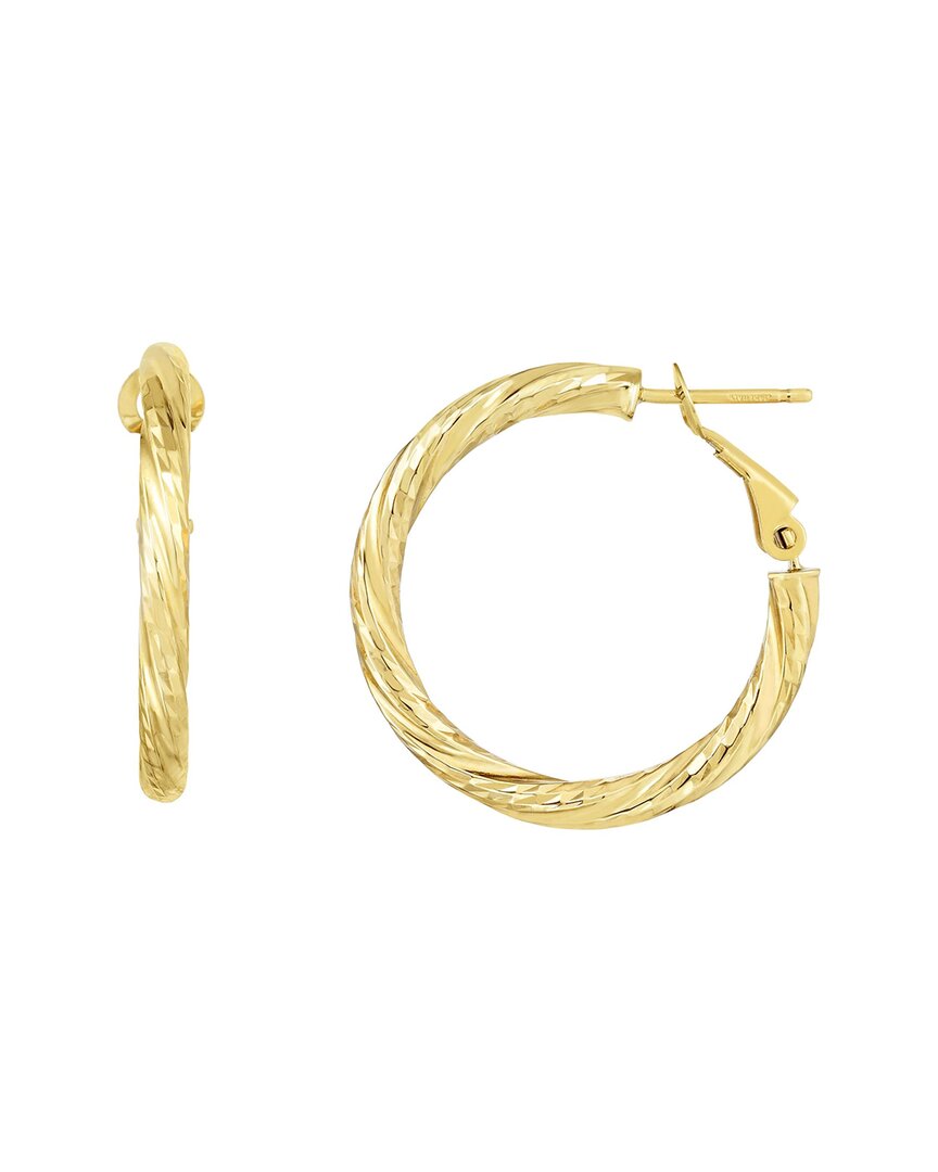 Italian Gold Diamond Cut Twist Hoops
