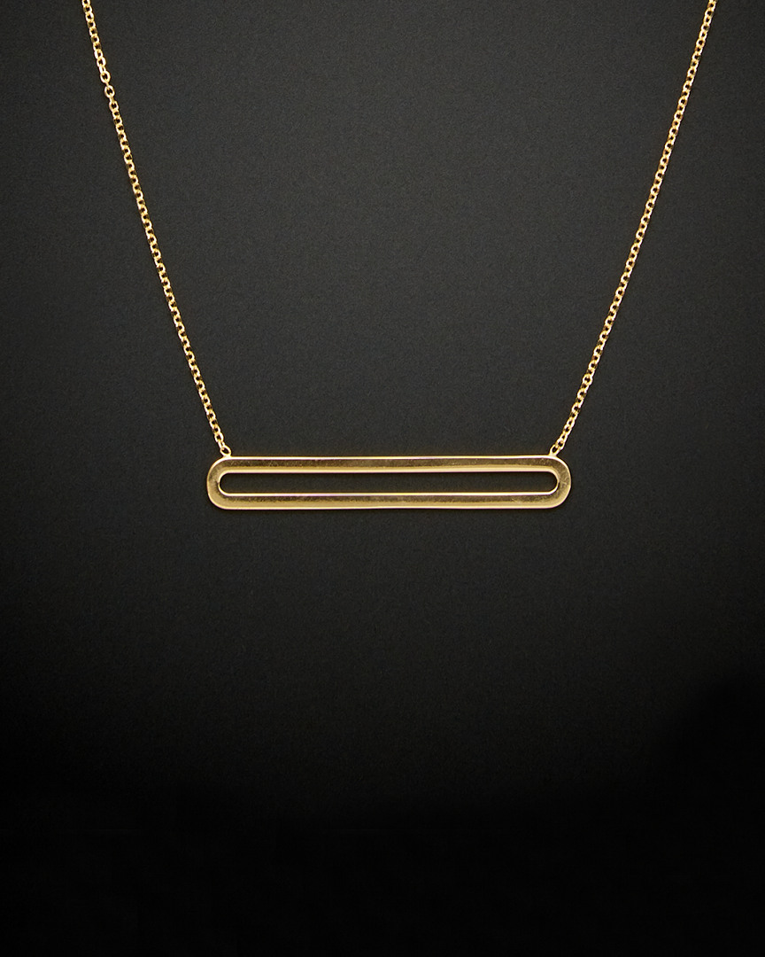 Italian Gold Long Oval Pendant Necklace