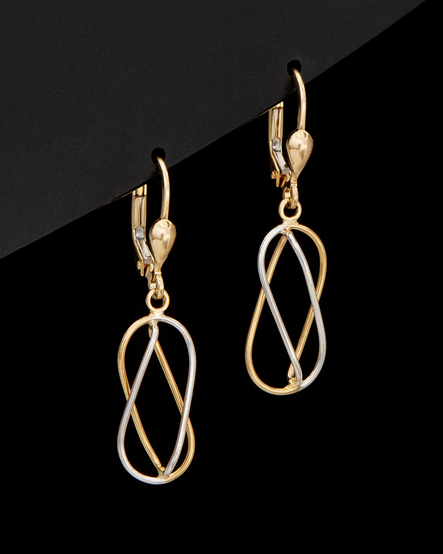 Italian Gold Two-tone Drop Earrings