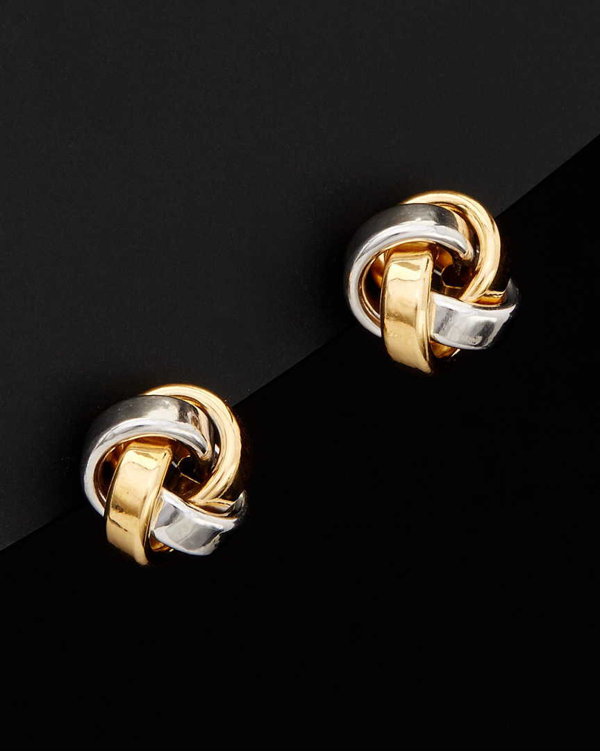 Italian Gold 14k  Two-tone Love Knot Studs In Nocolor