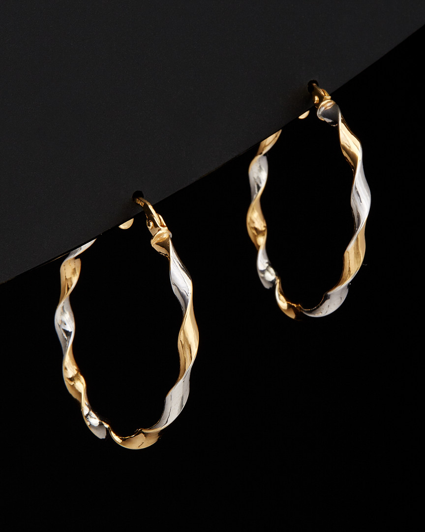 Italian Gold 14k  Two-tone Tube Twisted Hoops