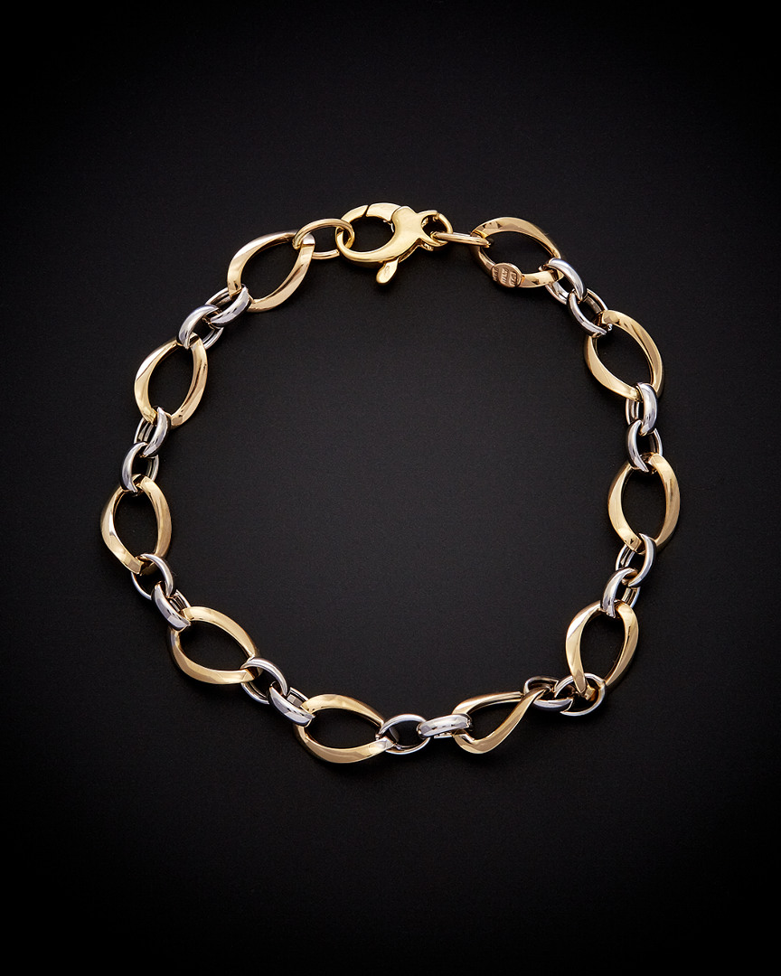 Italian Gold 14k  Two-tone Link Bracelet In Nocolor