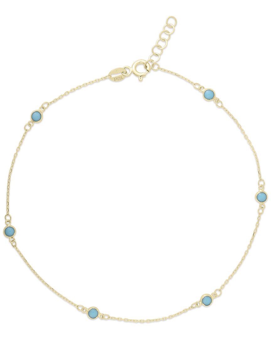 Ember Fine Jewelry 14k Turquoise Station Anklet In Gold