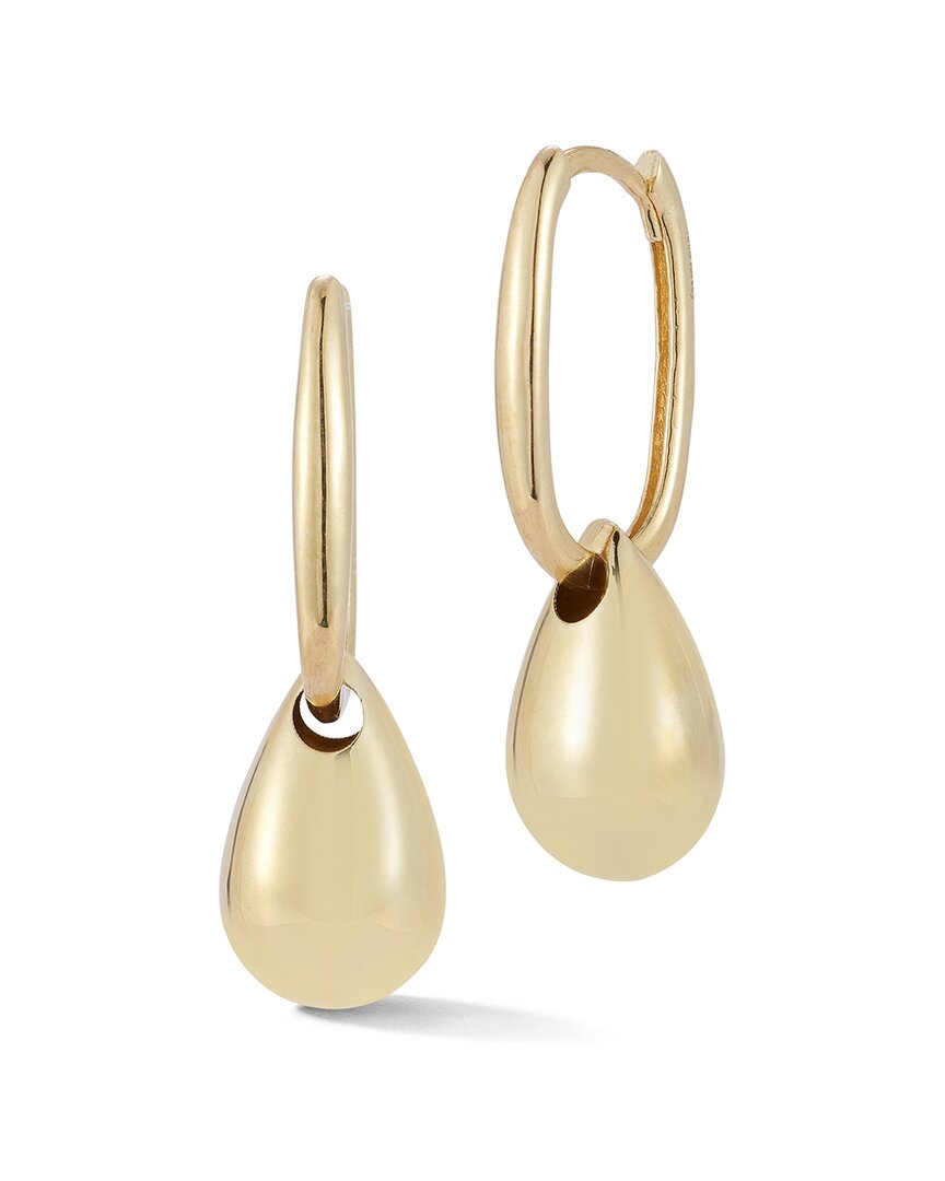 Ember Fine Jewelry 14k Puffed Teardrop Charm Earrings In Brown