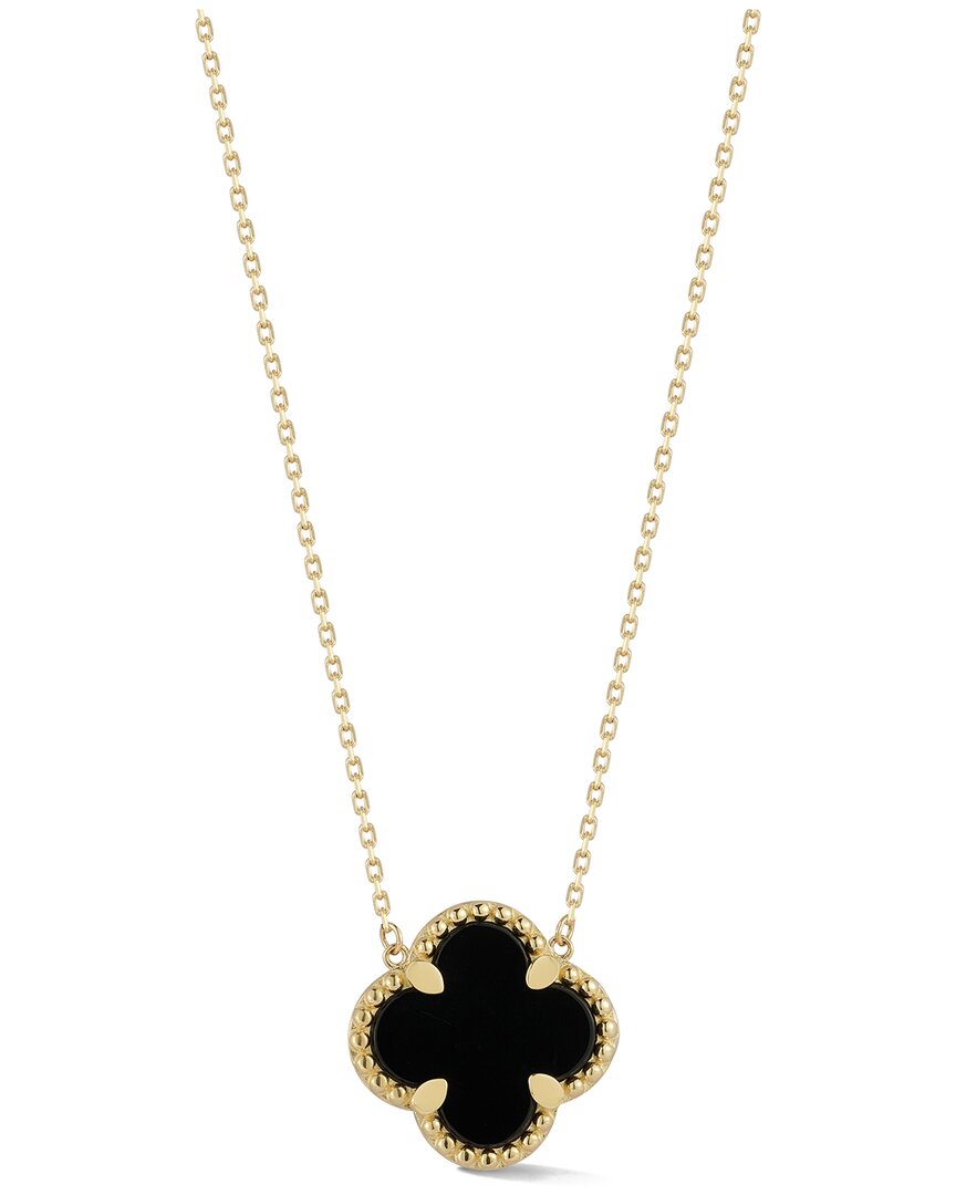 Ember Fine Jewelry 14k Black Onyx Clover Necklace In Gold