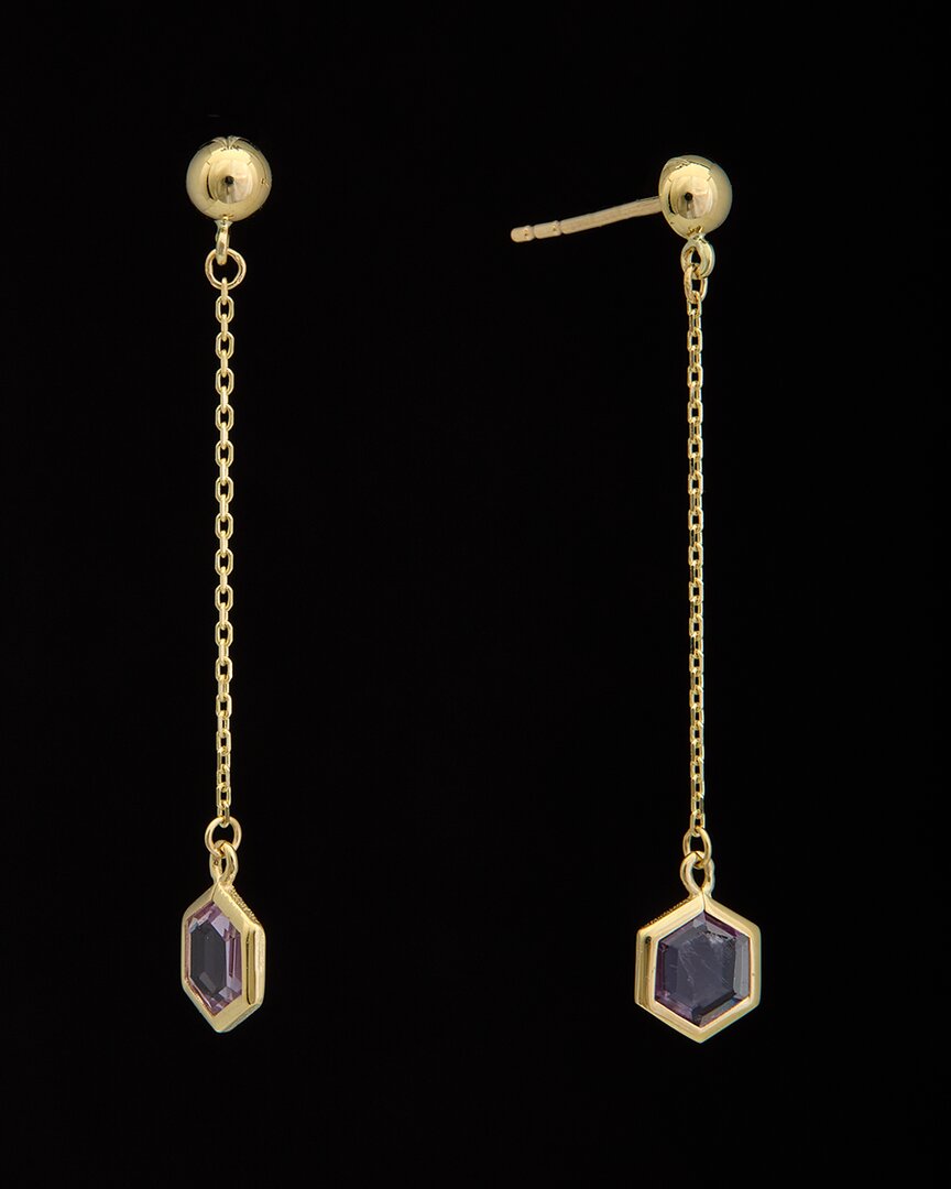 Italian Gold Amethyst Drop Earrings
