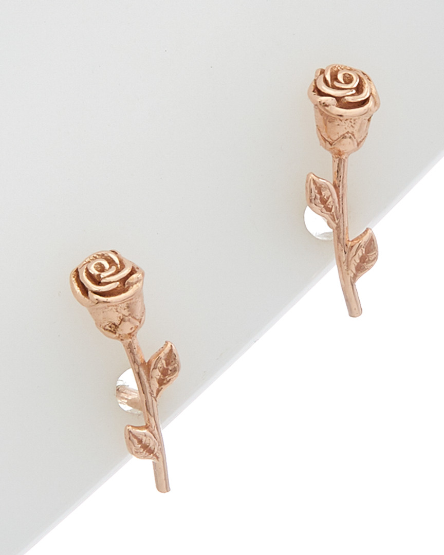Shop Italian Rose Gold 14k  Rose Bud Earrings