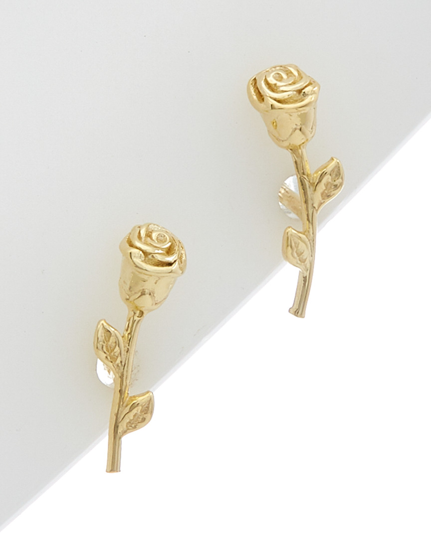 Italian Gold Rose Bud Earrings
