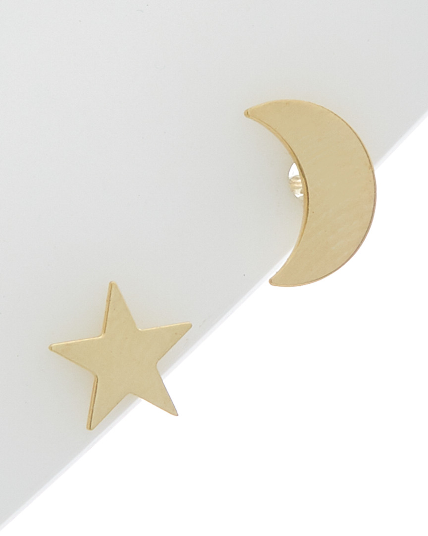 Italian Gold Moon And Star Mismatched Studs