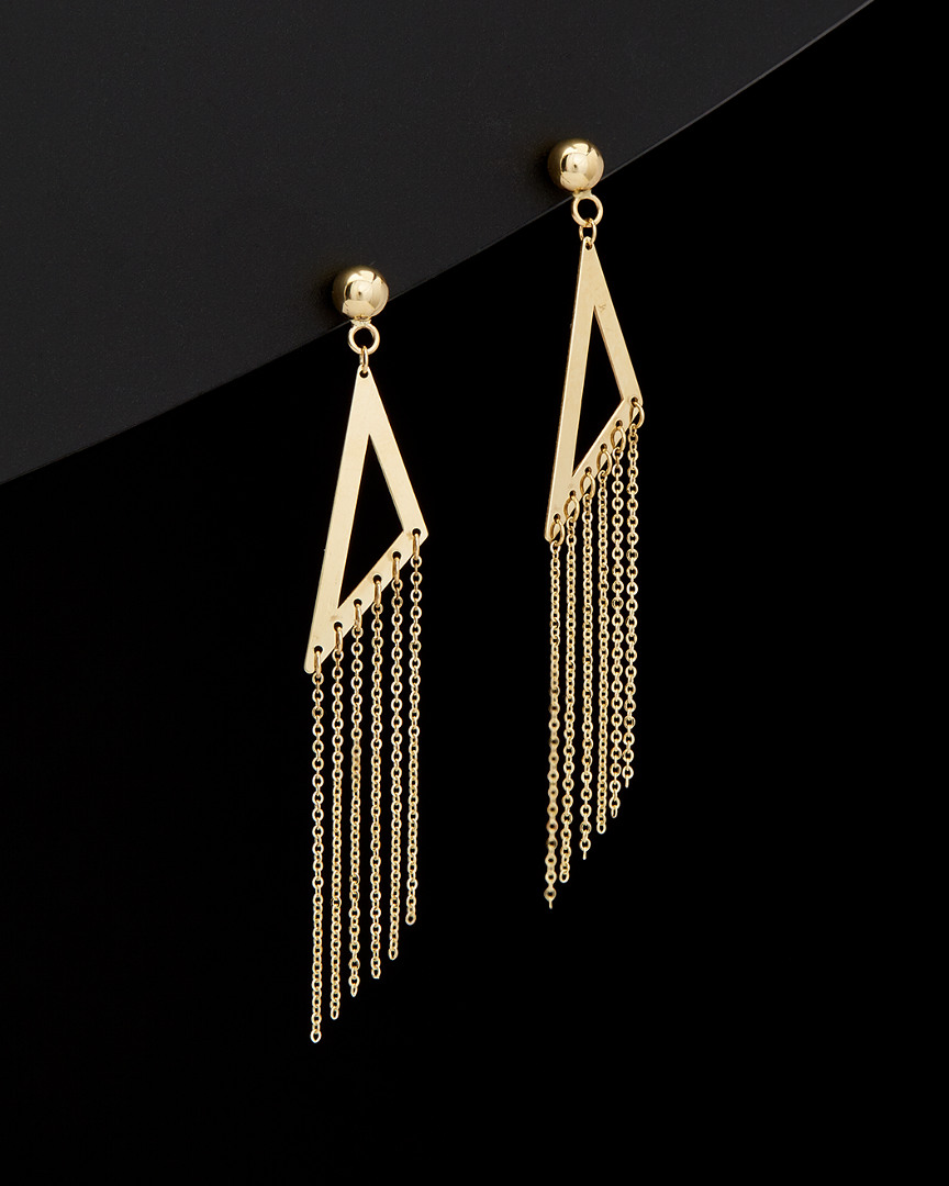 Italian Gold Triangle Tassel Drop Earrings