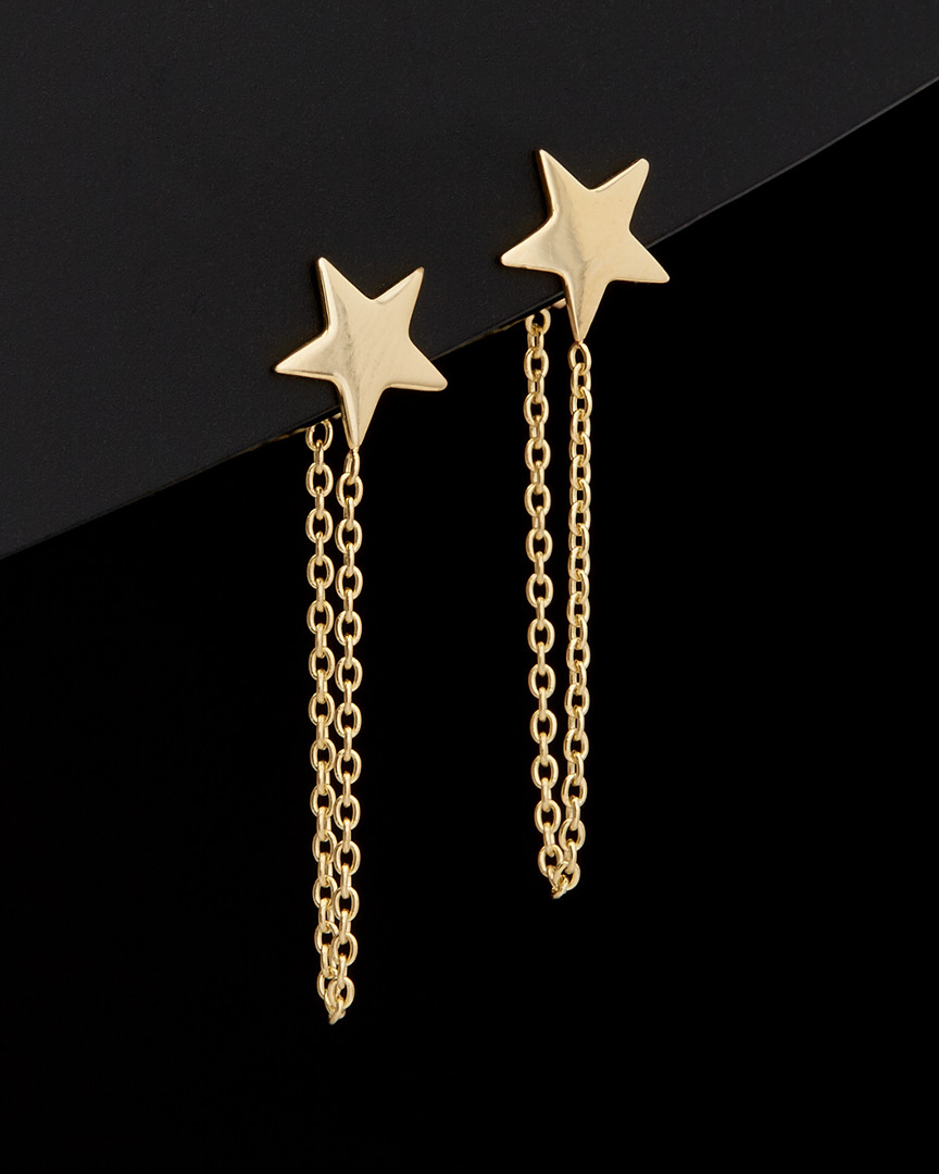 ITALIAN GOLD 14K ITALIAN GOLD DRAPED CHAIN STAR EARRINGS
