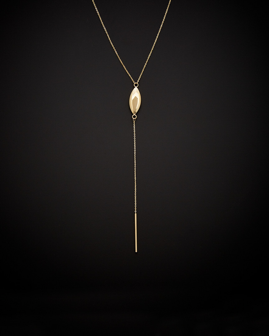 Italian Gold Bar Drop Lariat Necklace