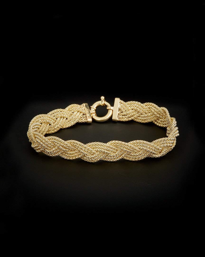Italian Gold Braided Triple Popcorn Link Bracelet