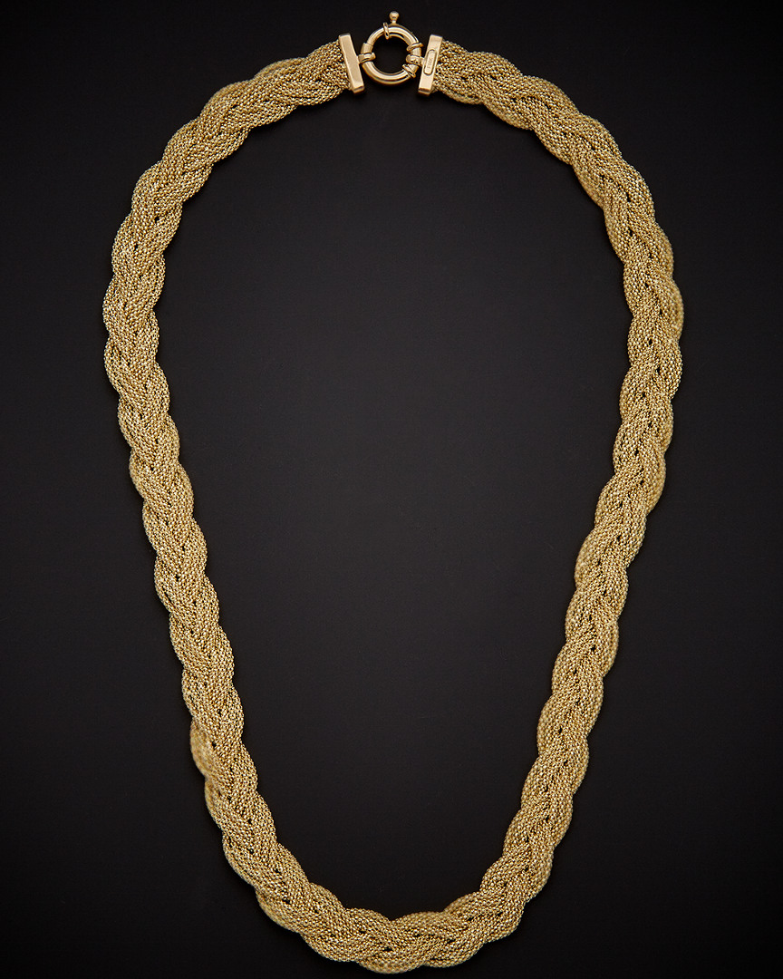 Italian Gold Braided Triple Popcorn Link Necklace
