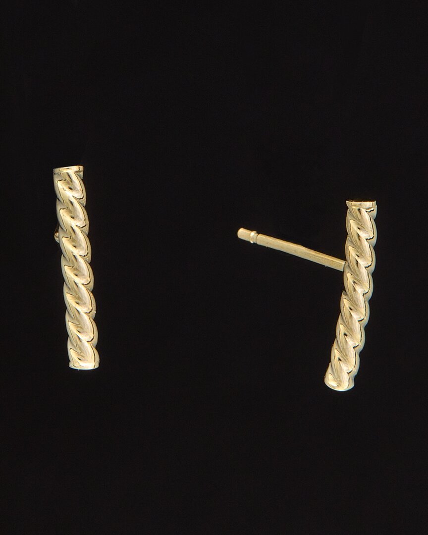 Italian Gold 14k Twisted Bar Studs