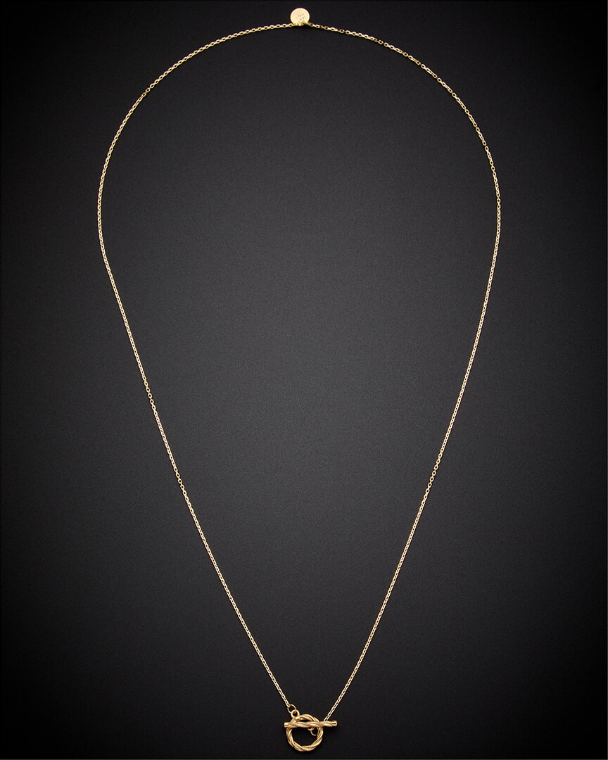 Italian Gold 14k  Twist Toggle Lariat Necklace