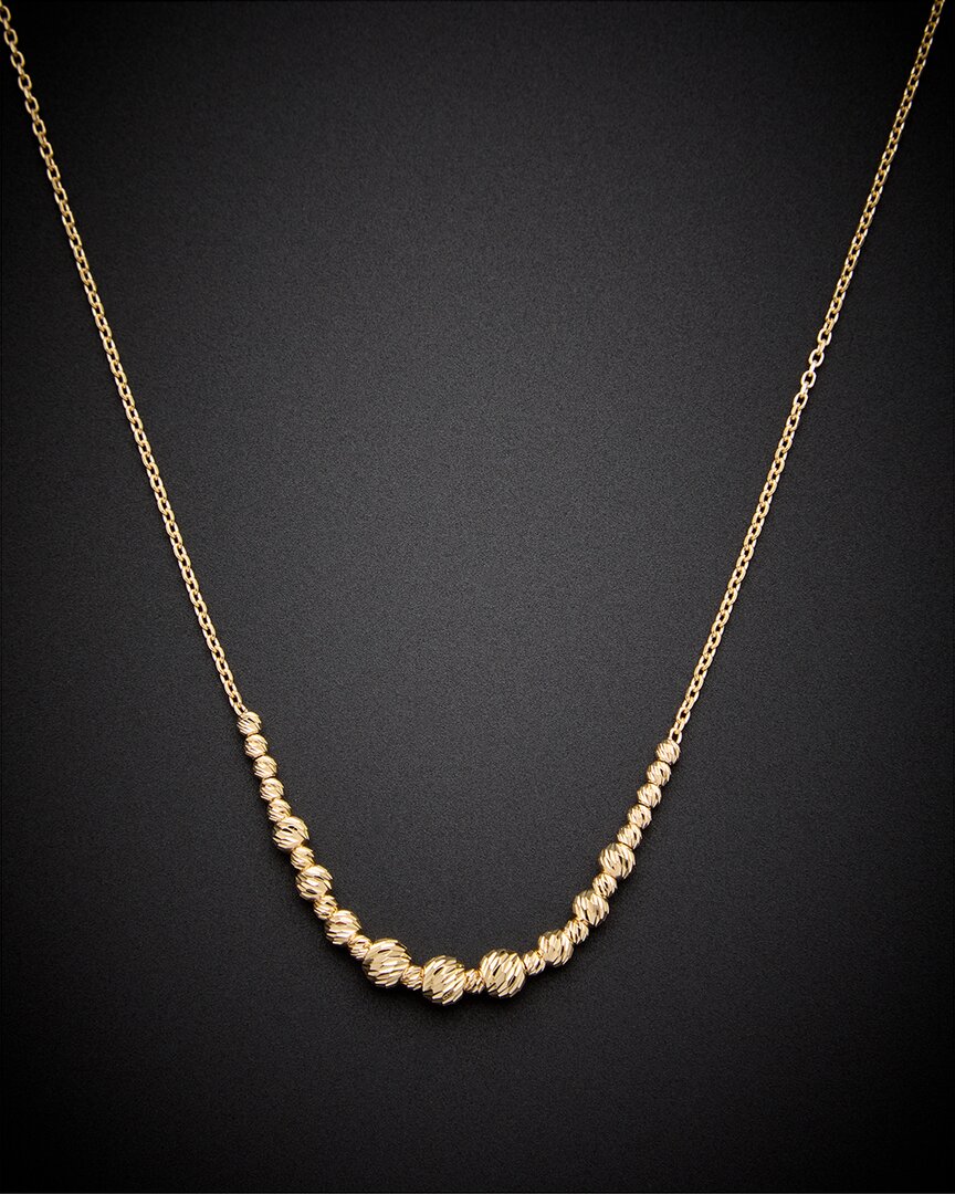 Italian Gold 14k  Cut Graduated Bead Necklace