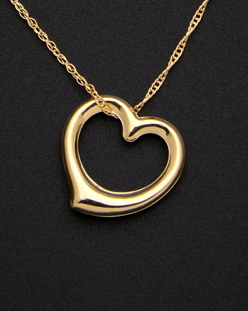 Italian Gold Open Heart Pendant Necklace