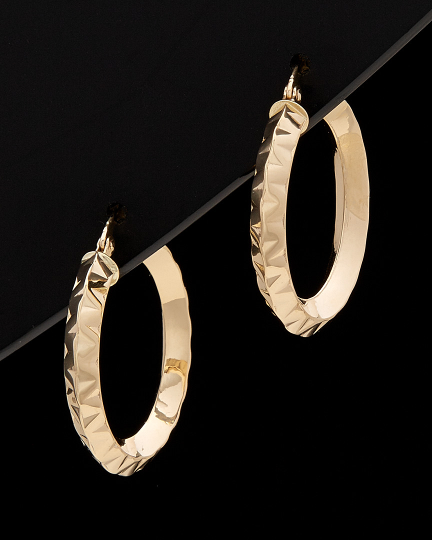 ITALIAN GOLD 14K ITALIAN GOLD TEXTURED HOOPS