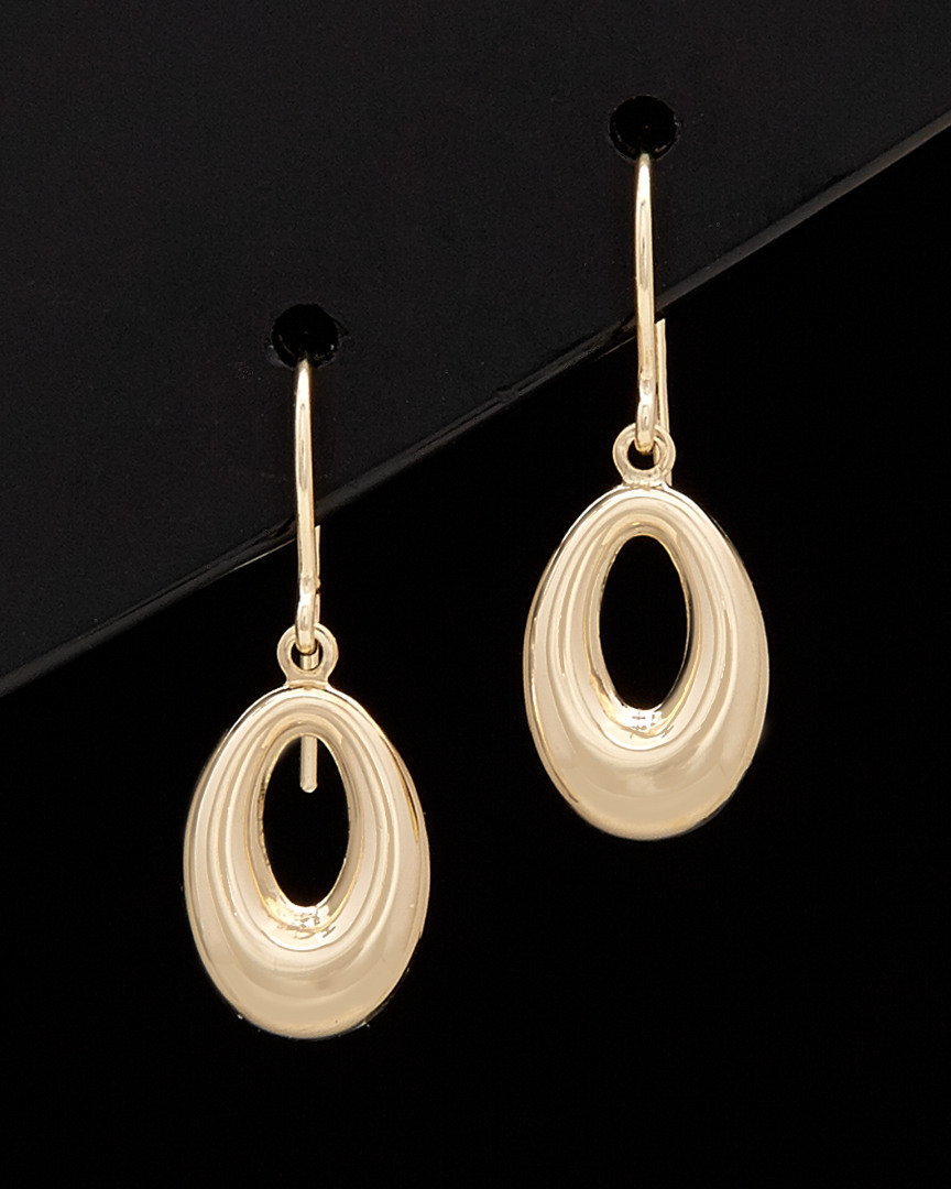 Italian Gold Oval Drop Earrings