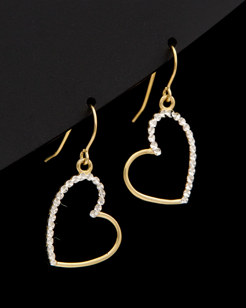 Italian Gold 14k Two-tone  Heart Earrings