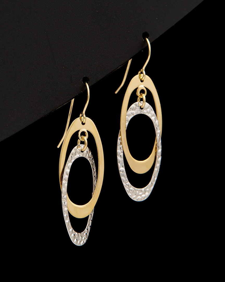 Italian Gold Double Oval Dangle Earrings