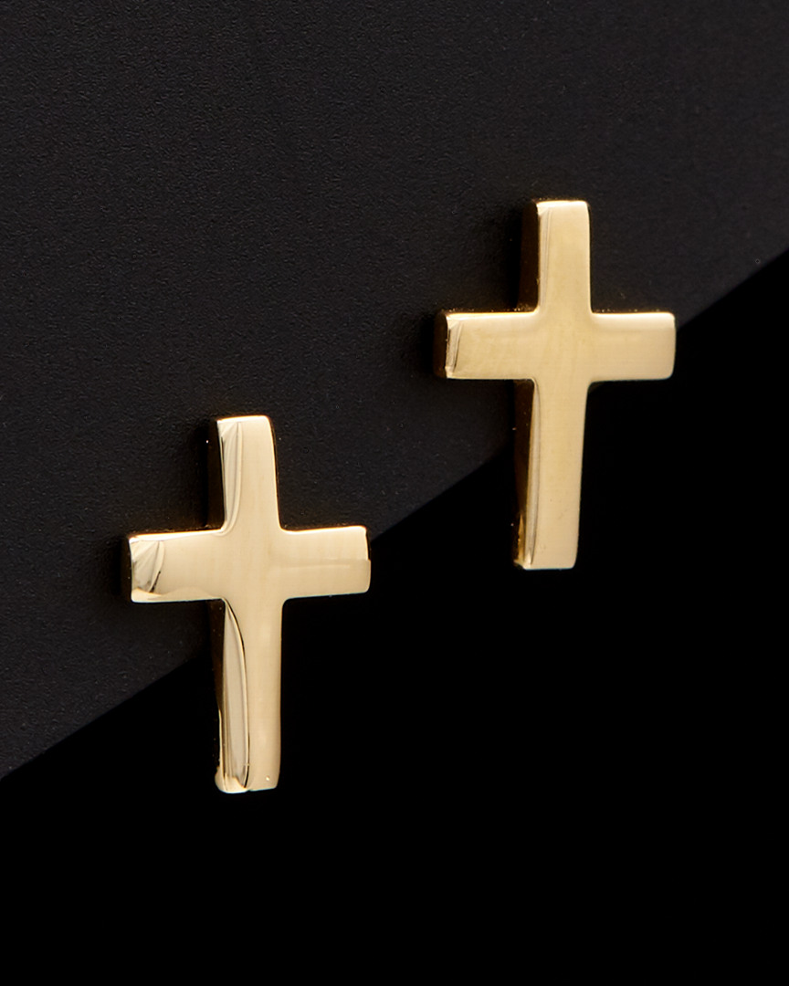 Italian Gold Petite Cross Earrings