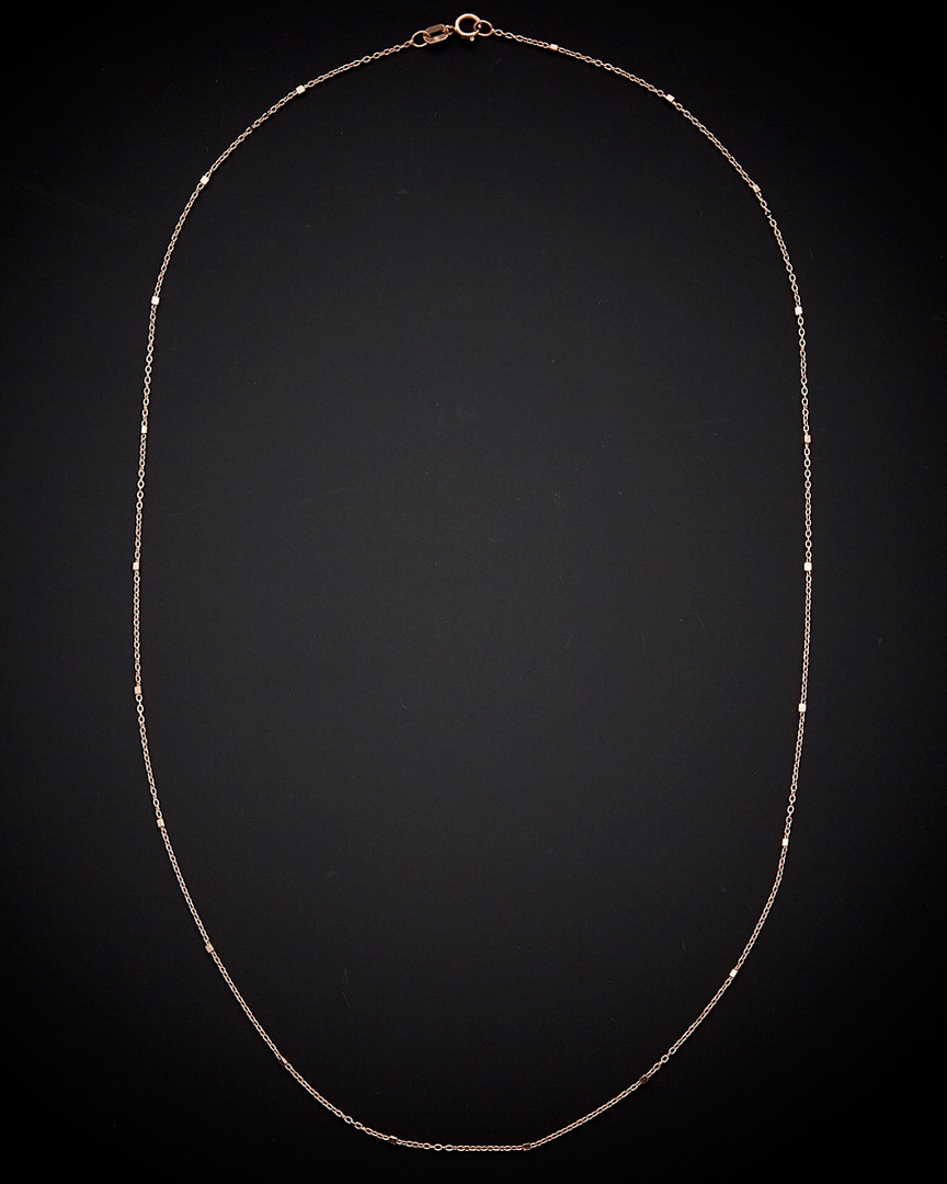 Italian Rose Gold Curb Mirror Station Chain Necklace