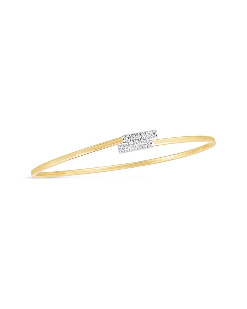 Italian Gold 14k  0.08 Ct. Tw. Diamond Accent Bypass Bangle Bracelet