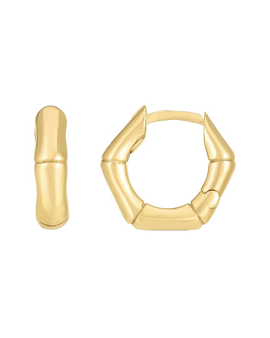 Italian Gold 14k  Puffy Bamboo Hoops