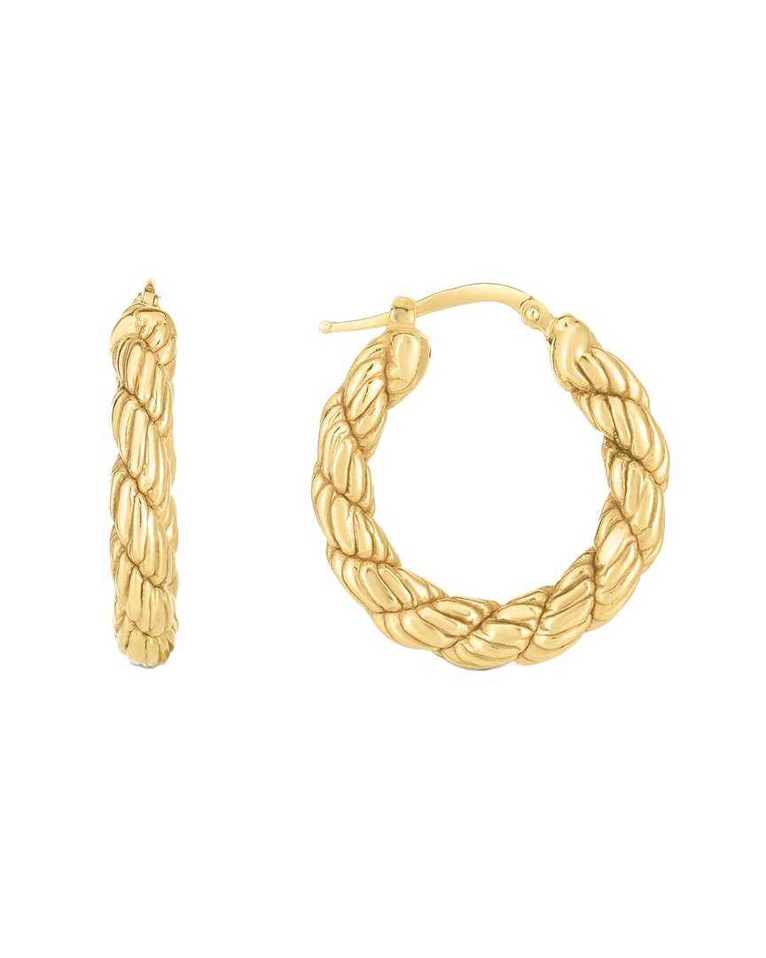 Italian Gold 14k  Puffy Twisted Textured Hoops