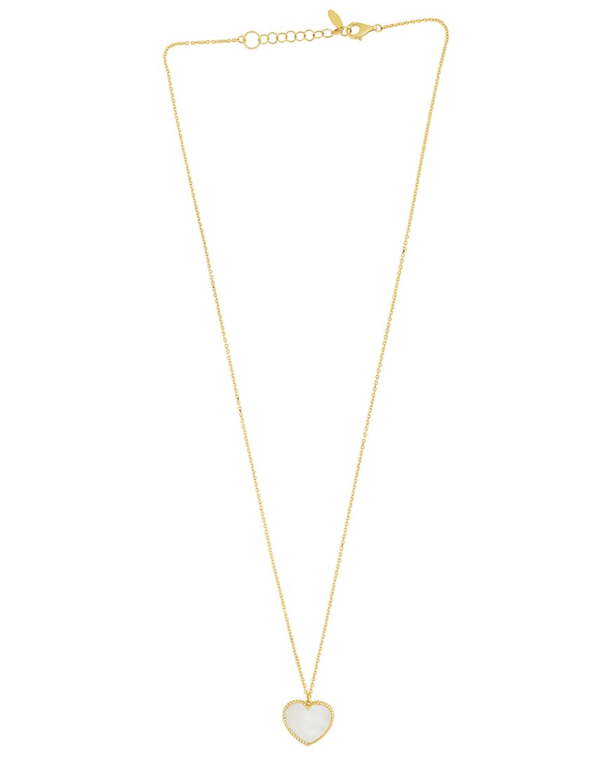 Italian Gold 14k  Mother Of Pearl Heart Necklace