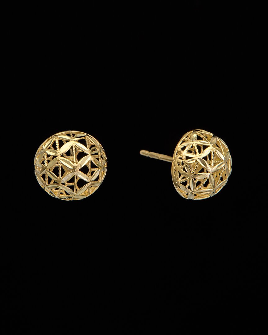 Italian Gold 14k 9.9mm Disco Ball Button Earrings