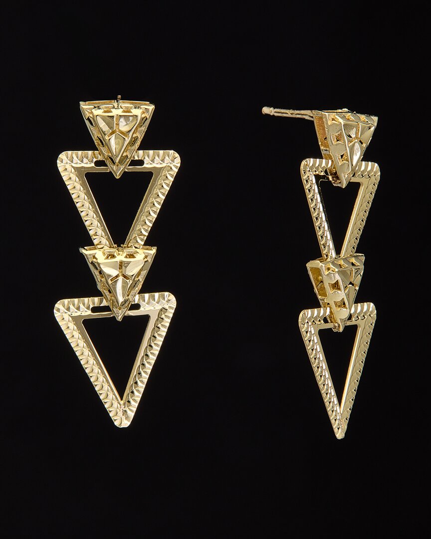 Shop Italian Gold 14k Double Triangle Drop Earrings