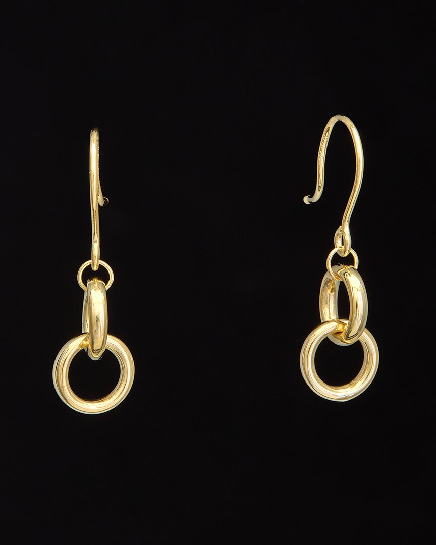 Italian Gold 14k Double Circles Dangle Earrings