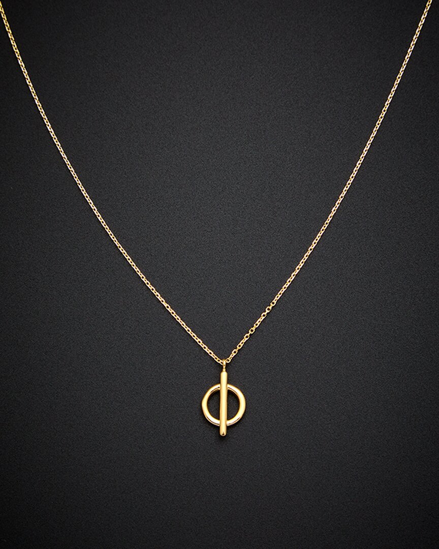 ITALIAN GOLD 14K CIRCLE BAR PENDANT NECKLACE