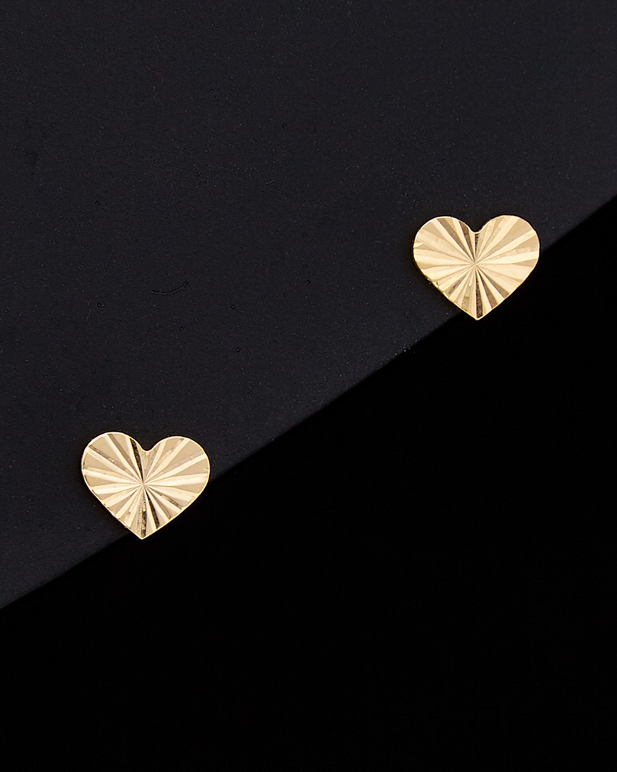 Italian Gold Diamond Cut Heart Studs