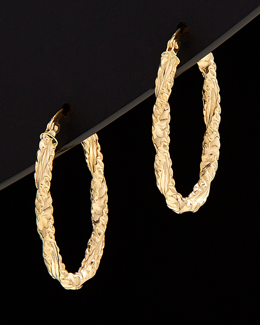 Italian Gold Textured Oval Hoops