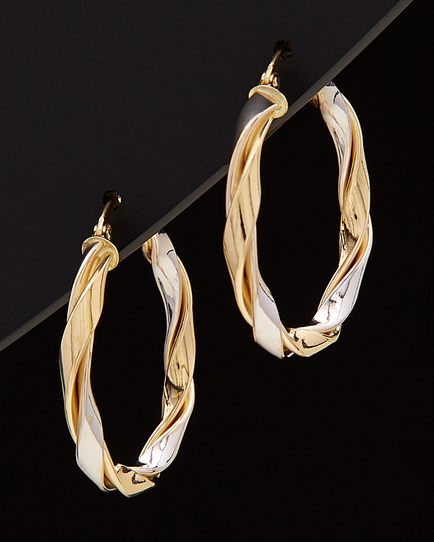 Italian Gold Two-tone Intertwined Hoops